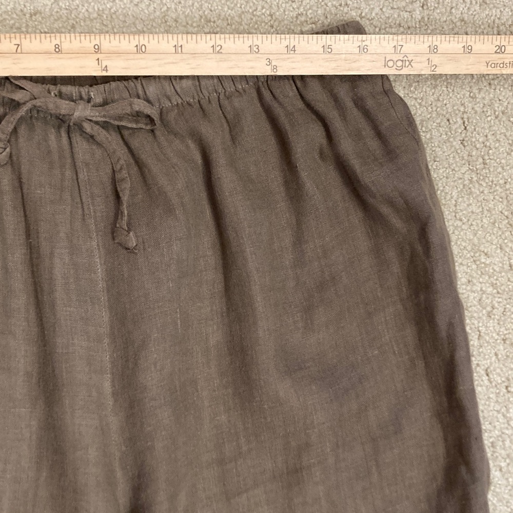 100% Linen Hot Cotton Relaxed Drawstring Elastic Wide-Leg Pants Brown XL - Picture 5 of 10